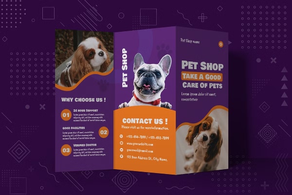 In Hoa Long nhận thiết kế và in ấn mẫu brochure pet shop tờ gấp