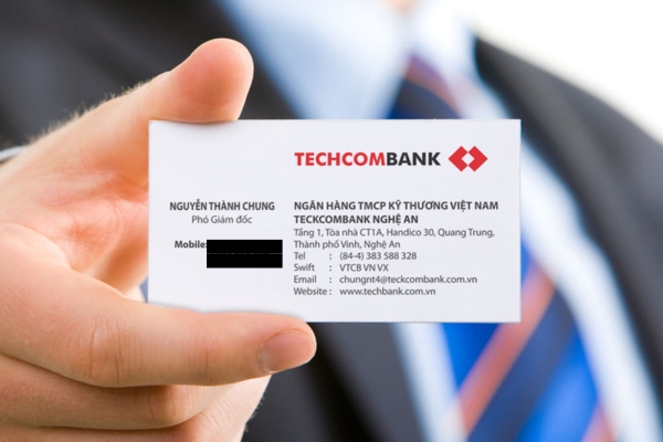 Mẫu card visit ngân hàng TechcomBank thể hiện đẳng cấp
