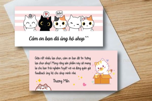 Mẫu card cảm ơn dễ thương tại Hà Nội
