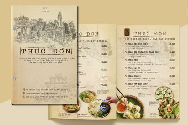 Mẫu menu khách sạn dành cho nhà hàng chính