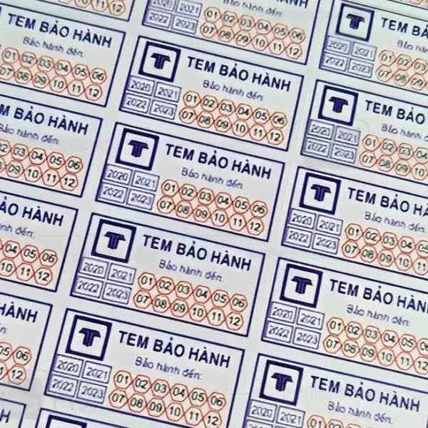 In tem bảo hành phụ kiện In tem bảo hành phụ kiện giá rẻ, thiết kế theo yêu cầu
