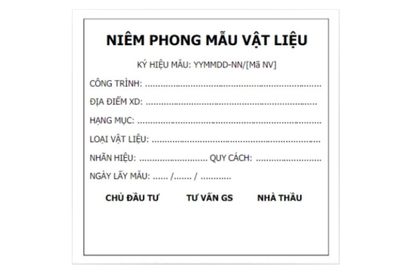 Mẫu tem dán mẫu bê tông cho nhà thầu