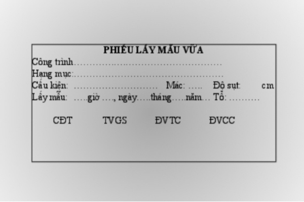 Mẫu tem dán mẫu bê tông cho phòng kỹ thuật