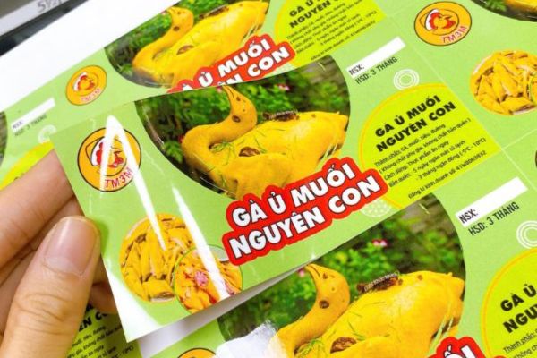 Mẫu tem gà ủ muối giá rẻ, thiết kế theo yêu cầu