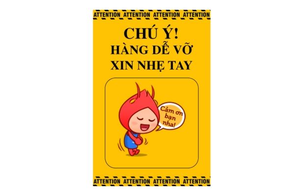 Mẫu tem hàng dễ vỡ thông điệp rõ ràng