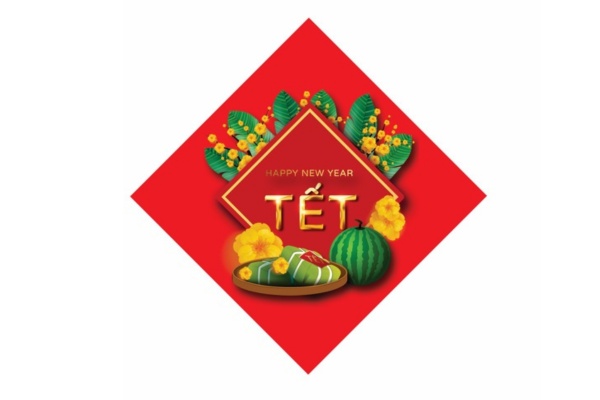 Mẫu tem nhãn hình vuông Tết