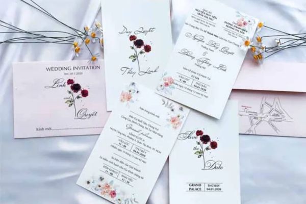 Mẫu thiệp cưới song ngữ đẹp, giá rẻ tại Hà Nội