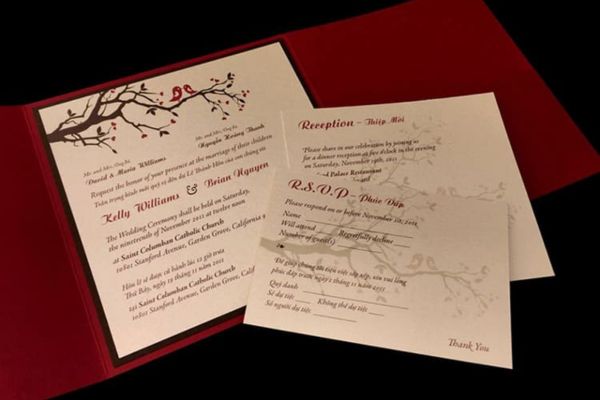 Mẫu thiệp cưới song ngữ đẹp, giá rẻ tại Hà Nội