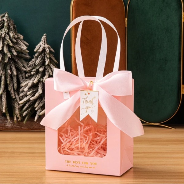 In Hoa Long nhận thiết kế và in ấn mẫu túi giấy màu hồng cửa sổ