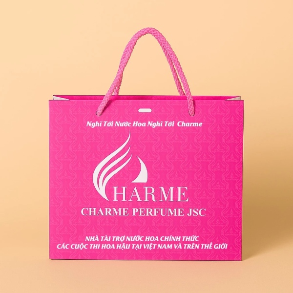 In Hoa Long nhận thiết kế và in ấn mẫu túi giấy màu hồng theo yêu cầu