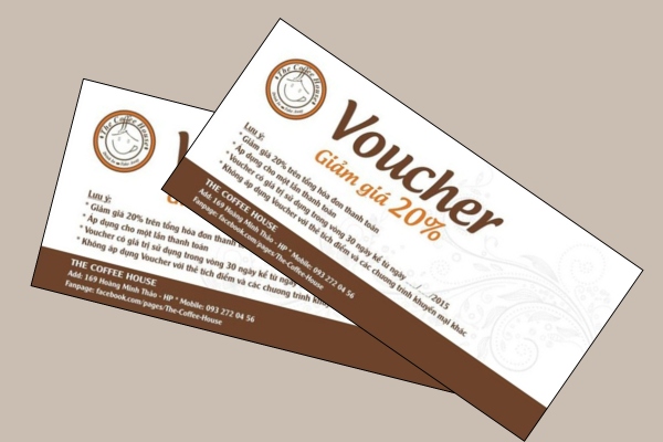 Mẫu voucher cà phê đẹp mắt, chuẩn kích thước