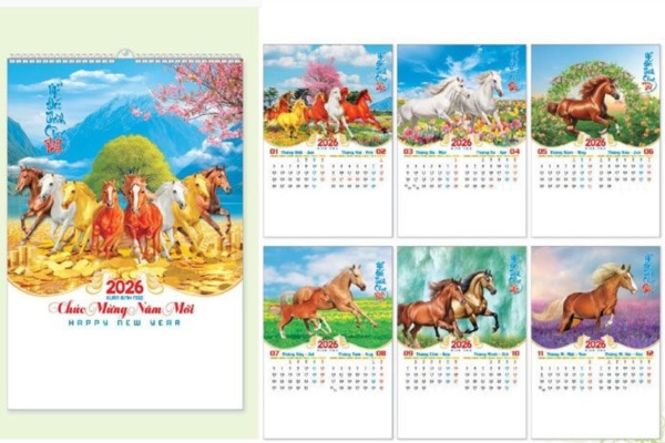 15+ Mẫu in lịch Mã Đáo Thành Công 2026 đẹp sang