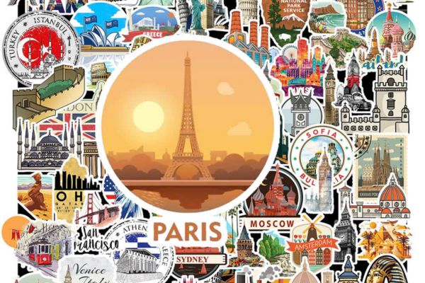 Bộ sticker du lịch đẹp, thiết kế theo yêu cầu