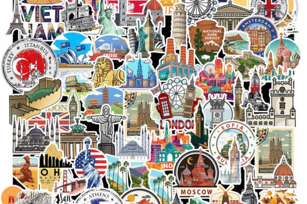 Bộ sticker du lịch đẹp, thiết kế theo yêu cầu