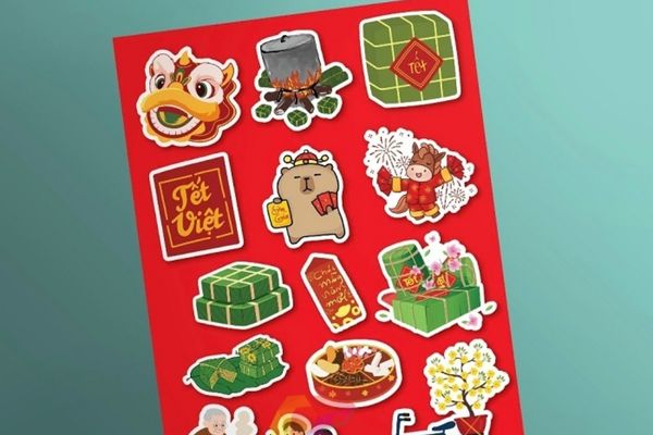 Mẫu sticker Tết 2026 giá rẻ, thiết kế theo yêu cầu