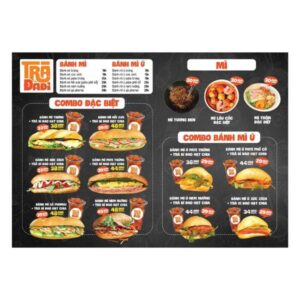 In menu tiệm bánh mì nhanh đẹp rẻ tại Hà Nội