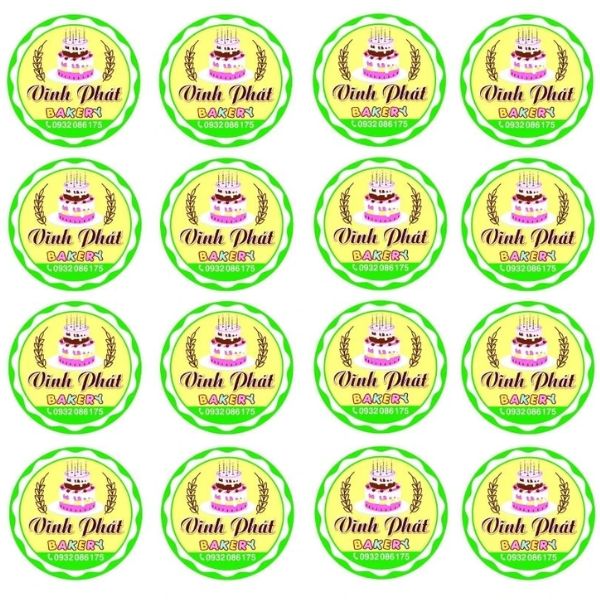 In tem nhãn bánh kem giá rẻ, thiết kế theo yêu cầu
