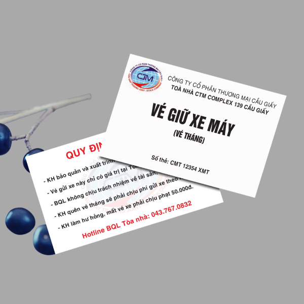 In Hoa Long nhận in thẻ giữ xe theo yêu cầu