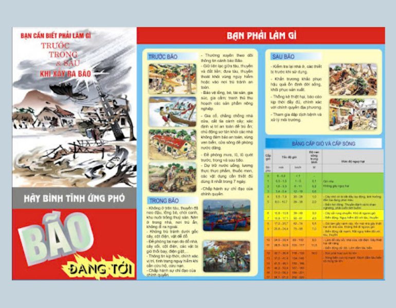Thiết kế tờ rơi hướng dẫn phòng chống lũ, thiên tai chuẩn quy định