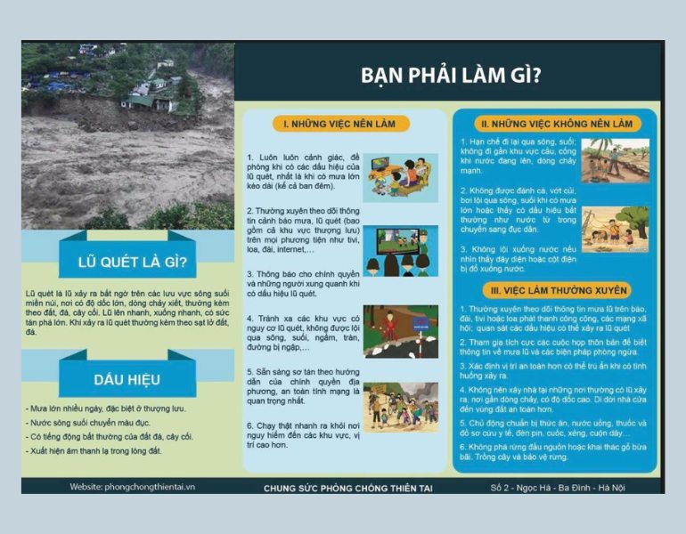 Thiết kế tờ rơi hướng dẫn phòng chống lũ, lụt dạng thông tin
