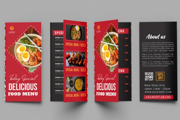 Thiết kế mẫu brochure menu gấp đôi hiệu quả