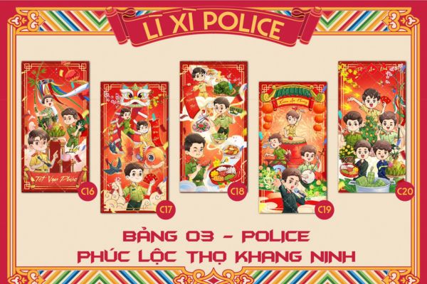 Mẫu bao lì xì công an giá rẻ, mẫu đẹp
