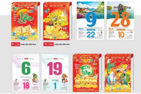 Mẫu lịch Tết phong thủy hợp mệnh kim