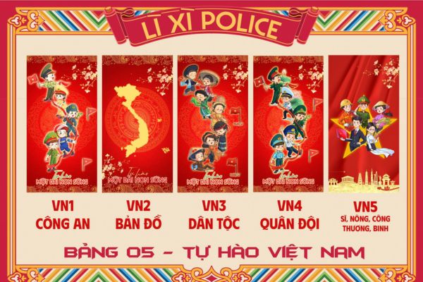 Mẫu bao lì xì công an giá rẻ, mẫu đẹp