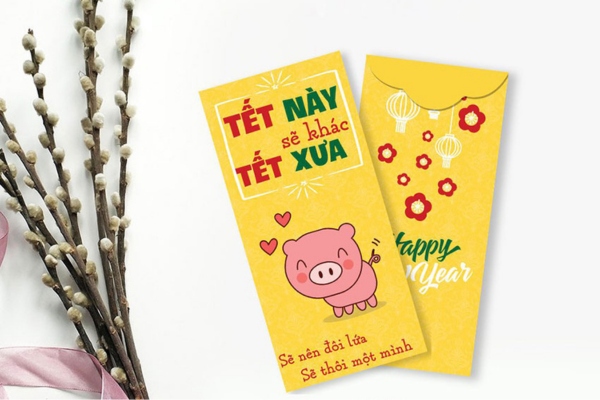 Mẫu bao lì xì con heo chibi