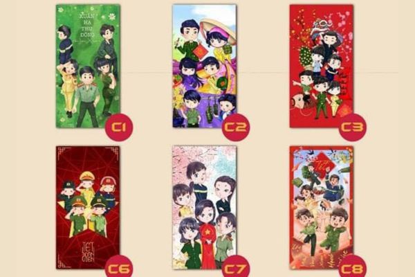 Mẫu bao lì xì công an giá rẻ, mẫu đẹp