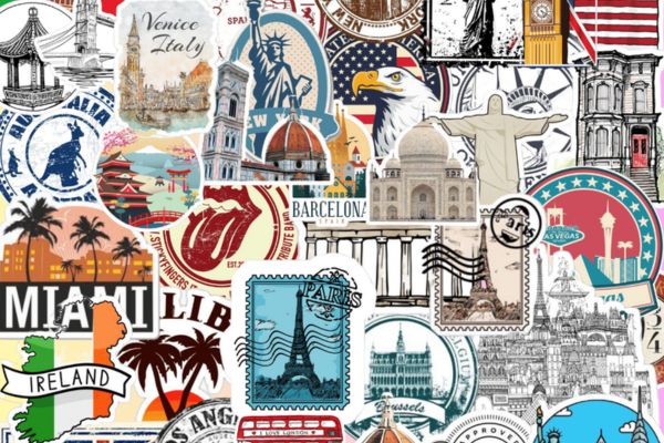 Bộ sticker du lịch đẹp, thiết kế theo yêu cầu