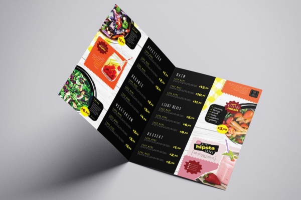 Thiết kế mẫu brochure menu gấp đôi cho nhà hàng
