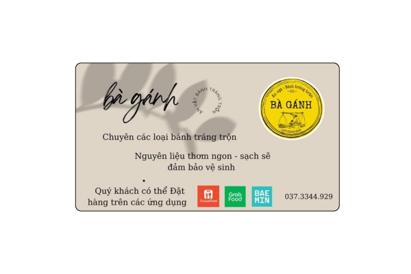 Mẫu card visit bánh tráng trộn chuyên nghiệp