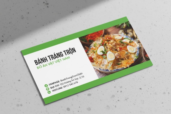 Mẫu card visit bánh tráng trộn đẹp mắt
