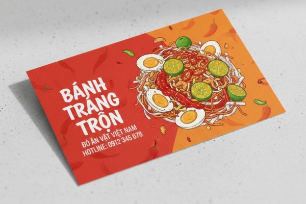 Mẫu card visit bánh tráng trộn in sắc nét