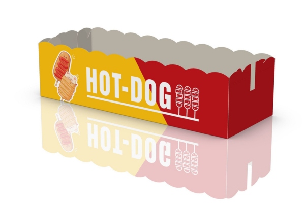 Mẫu hộp giấy đựng xúc xích, hotdog chất liệu an toàn