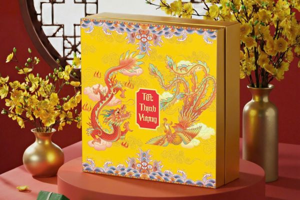 Mẫu hộp quà Tết long phụng đẹp, chất lượng cao