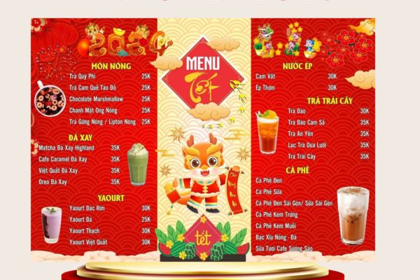 Mẫu menu Tết 2026 chuyên nghệp