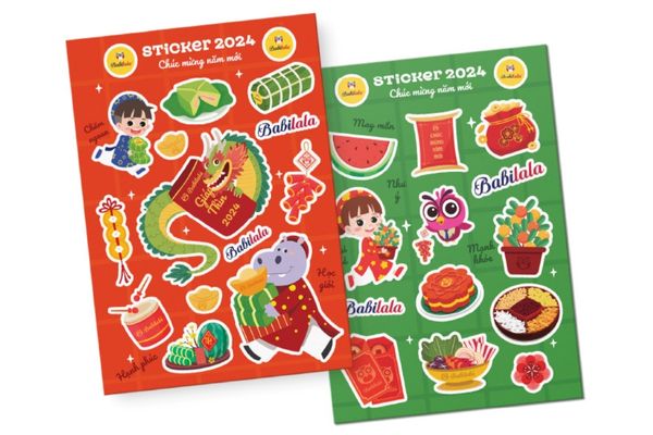 Mẫu sticker Tết 2026 giá rẻ, thiết kế theo yêu cầu