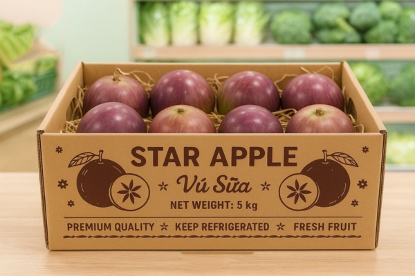 Mẫu thùng carton đựng vú sữa phục vụ thị trường nội địa