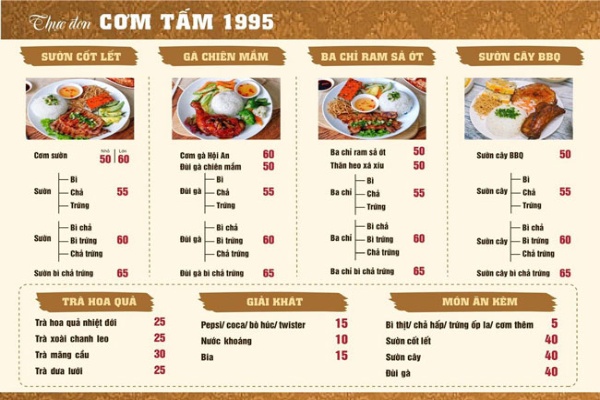 In Hoa Long nhận thiết kế và in Mẫu Menu Cơm Tấm theo yêu cầu