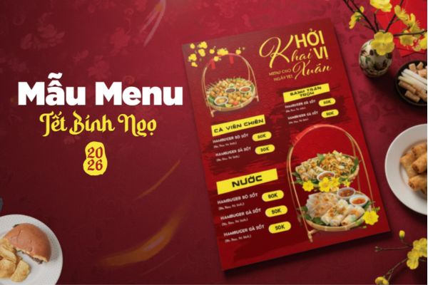 Mẫu menu Tết 2026 chuyên nghệp