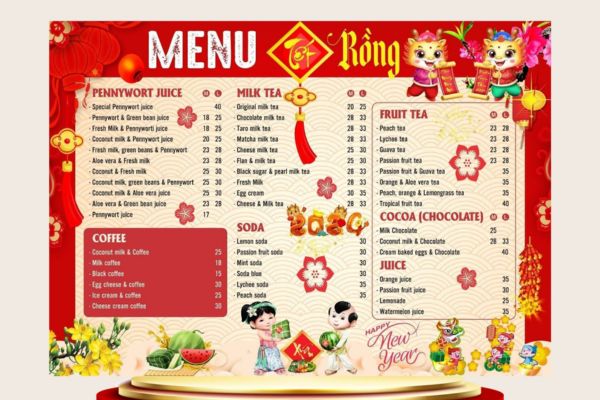 Mẫu menu Tết 2026 chuyên nghệp