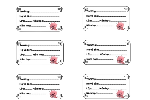 Mẫu nhãn vở đen trắng cute