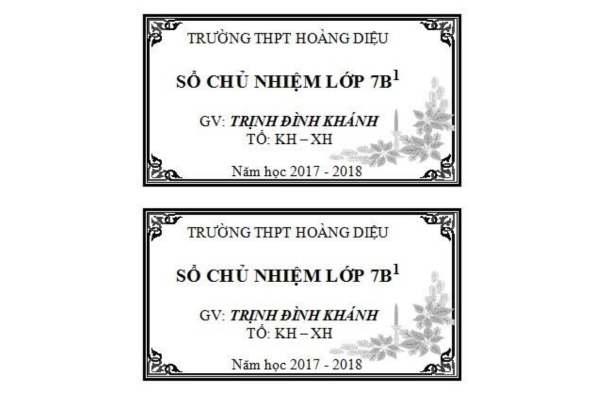 Mẫu nhãn vở đen trắng cho trường học