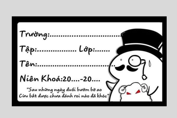 Mẫu nhãn vở đen trắng đẹp mắt