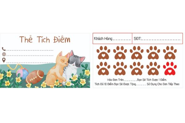 Mẫu phiếu tích điểm pet shop giá rẻ, chất lượng cao