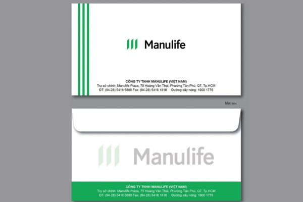 Mẫu phong bì công ty bảo hiểm Manulife đẹp mắt