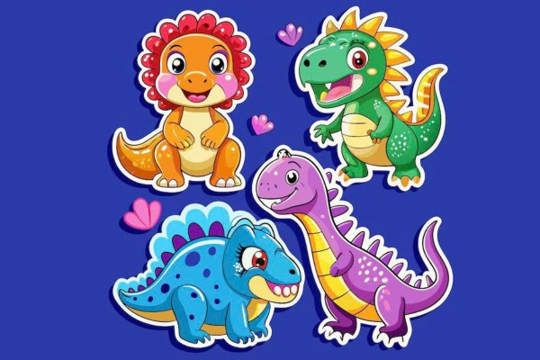 Mẫu sticker khủng long sáng tạo