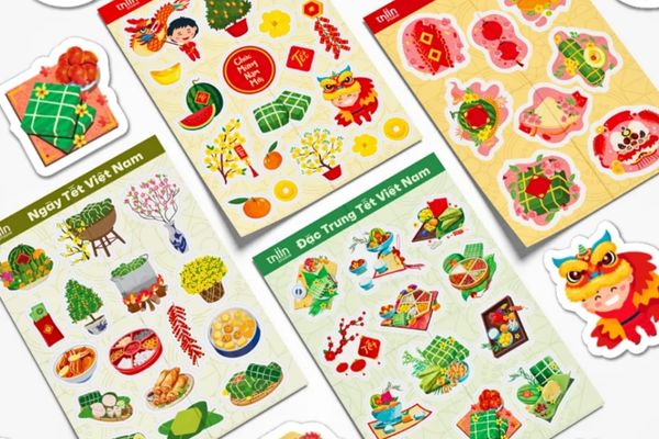 Mẫu sticker Tết 2026 giá rẻ, thiết kế theo yêu cầu